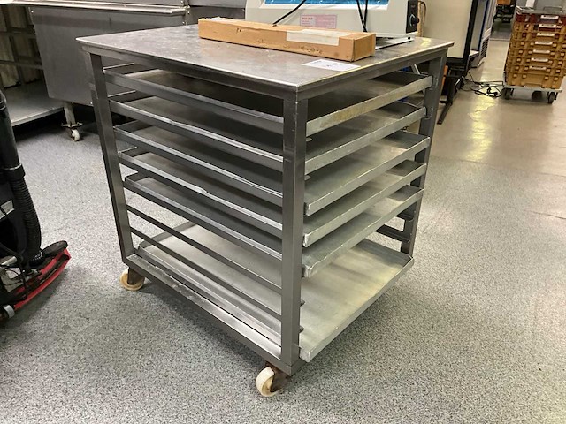 Rvs etagewagen / werktafel (mobiel) - afbeelding 1 van  3