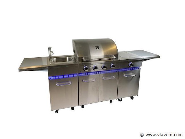 Rvs gasbarbecue keuken - 4 branders met zijbrander - afbeelding 1 van  8