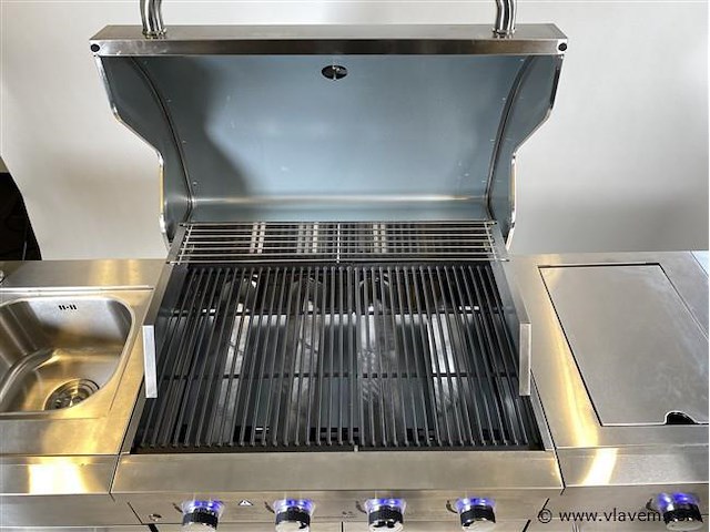 Rvs gasbarbecue keuken - 4 branders met zijbrander - afbeelding 6 van  8