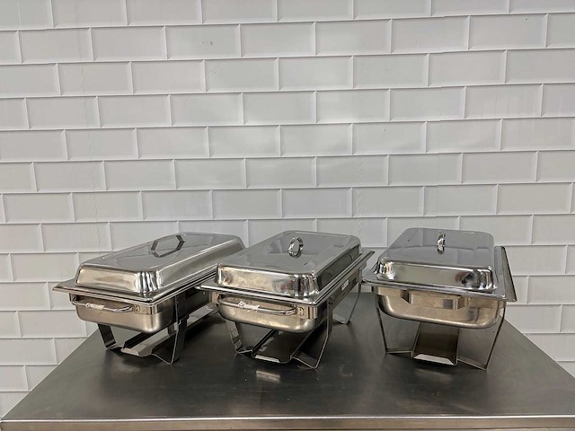 Rvs gastronorm rechaud met binnenbak (3x) - afbeelding 1 van  3