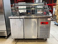 Rvs gekoelde saladette/koelwerkbank met glazen opbouw 2-deurs - afbeelding 1 van  9