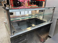Rvs gekoelde saladette/koelwerkbank met glazen opbouw 2-deurs - afbeelding 8 van  9