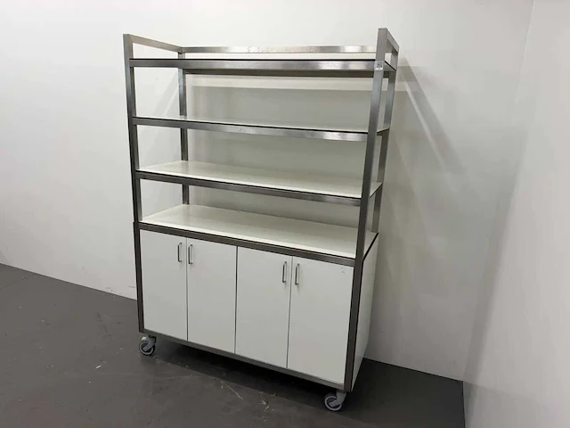 Rvs / hpl mobiele stellingkast - afbeelding 1 van  10