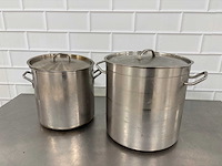 Rvs kookpan met deksel (2x) - afbeelding 1 van  3