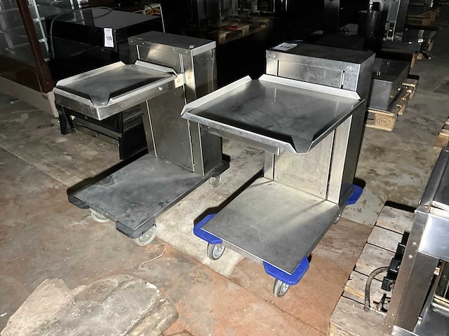 Rvs korven/ dienblad stapelkar - afbeelding 1 van  4