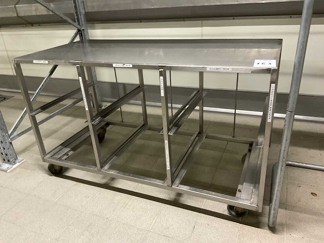 Rvs magazijnwagen/bakkenwagen - afbeelding 1 van  4
