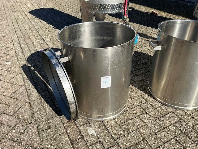 Rvs pan 180 liter met deksel - afbeelding 1 van  6