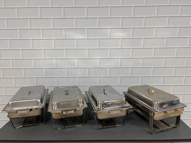 Rvs rechaud met binnenbak (4x) - afbeelding 1 van  4
