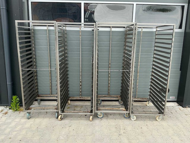 Rvs regaalwagens/platenkarren (4x) - afbeelding 1 van  5