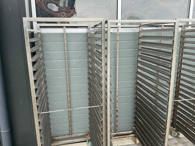 Rvs regaalwagens/platenkarren (4x) - afbeelding 2 van  5