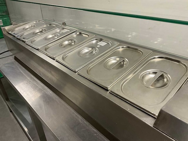 Rvs saladebar opzetkoeling h. 64 x b. 150 x d. 34 cm - afbeelding 4 van  4