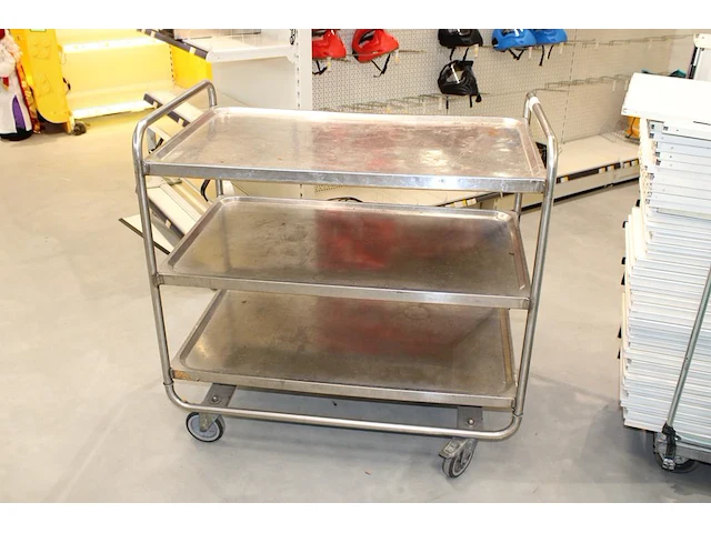 Rvs serveerwagen 103 x 60 cm. hoogte 92 cm - afbeelding 1 van  2