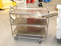 Rvs serveerwagen 103 x 60 cm. hoogte 92 cm