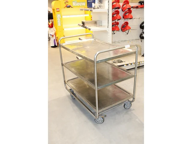 Rvs serveerwagen 103 x 60 cm. hoogte 92 cm - afbeelding 2 van  2