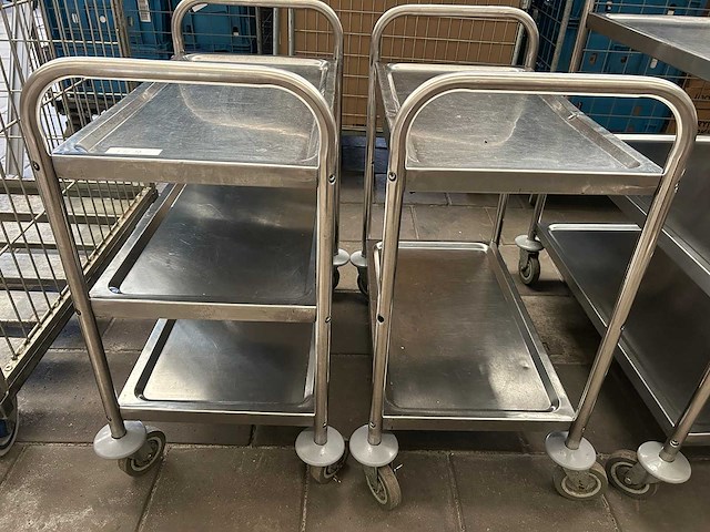 Rvs serveerwagen (2x) - afbeelding 1 van  5