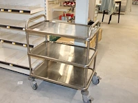 Rvs serveerwagen 80 x 50 cm. hoogte 87 cm