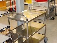 Rvs serveerwagen 80 x 50 cm. hoogte 87 cm - afbeelding 2 van  2