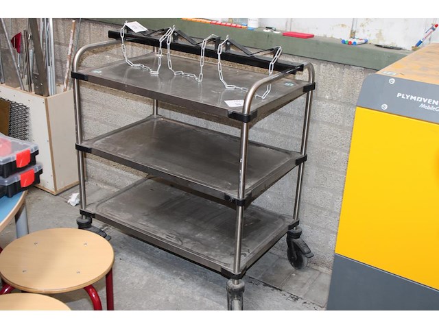 Rvs serveerwagen. afmeting 85 x 54 x 96 cm. - afbeelding 1 van  2