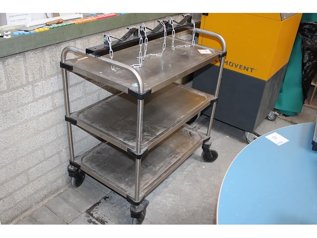 Rvs serveerwagen. afmeting 85 x 54 x 96 cm. - afbeelding 2 van  2