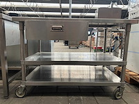 Rvs serveerwagen / horeca trolley met lade - afbeelding 1 van  4