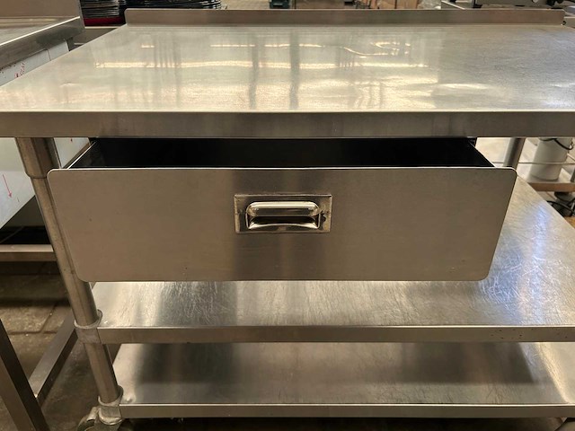 Rvs serveerwagen / horeca trolley met lade - afbeelding 2 van  4