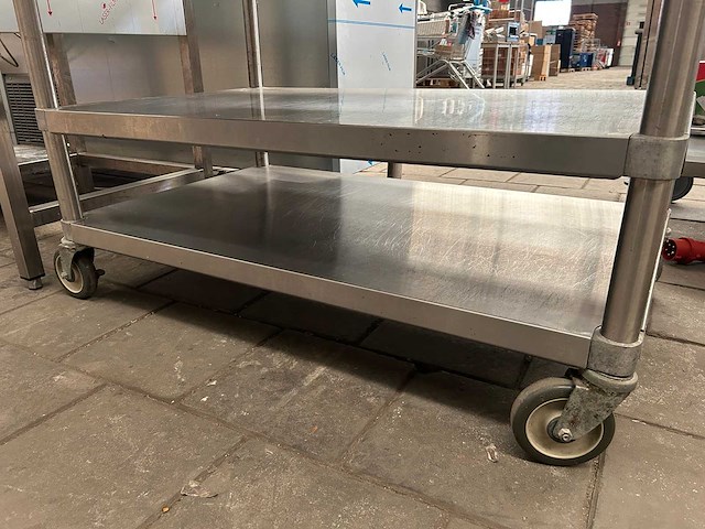 Rvs serveerwagen / horeca trolley met lade - afbeelding 3 van  4