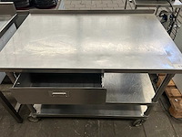 Rvs serveerwagen / horeca trolley met lade - afbeelding 4 van  4