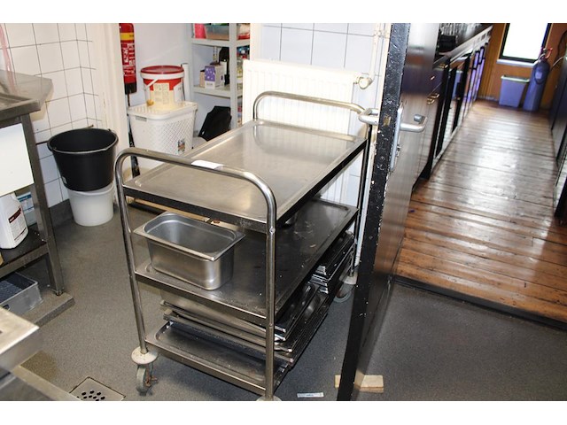 Rvs serveerwagentje. - afbeelding 1 van  2