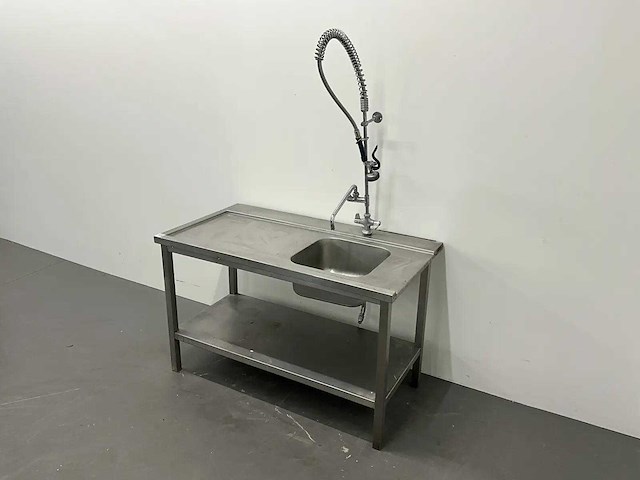 Rvs spoelaanvoertafel met voorspoeldouche - afbeelding 1 van  7