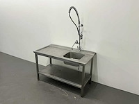 Rvs spoelaanvoertafel met voorspoeldouche - afbeelding 1 van  7