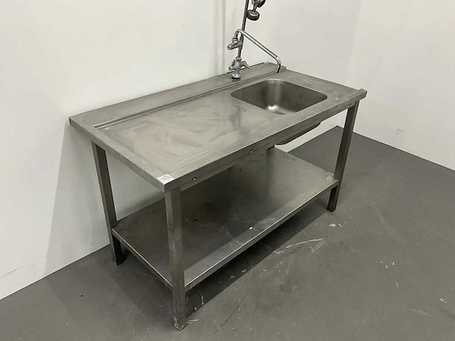 Rvs spoelaanvoertafel met voorspoeldouche - afbeelding 3 van  7
