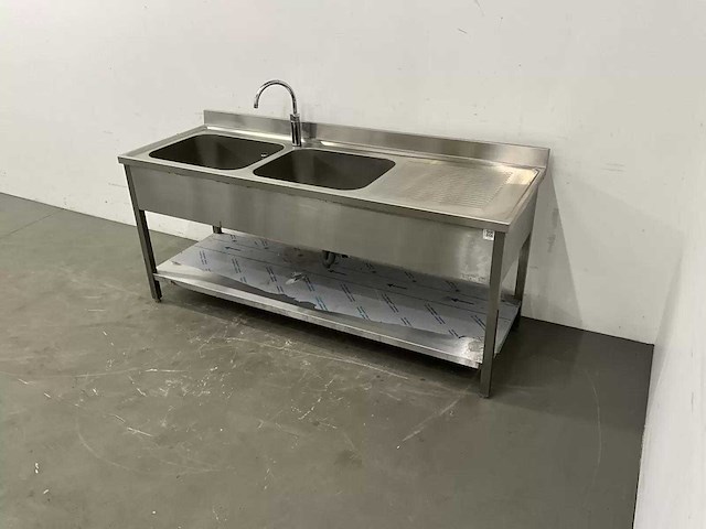 Rvs spoeltafel (200 cm) - afbeelding 1 van  9