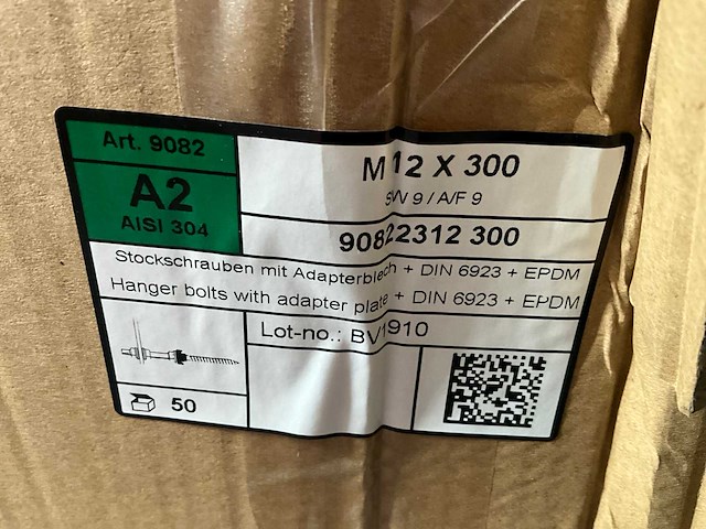 Rvs stokschroef m12 x 300 mm (450x) - afbeelding 5 van  6