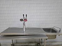 Rvs tapblad met 2 taps tapkranen en spoelbak