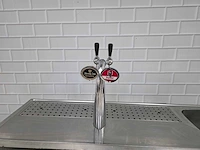 Rvs tapblad met 2 taps tapkranen en spoelbak - afbeelding 2 van  6