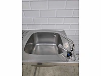 Rvs tapblad met 2 taps tapkranen en spoelbak - afbeelding 4 van  6