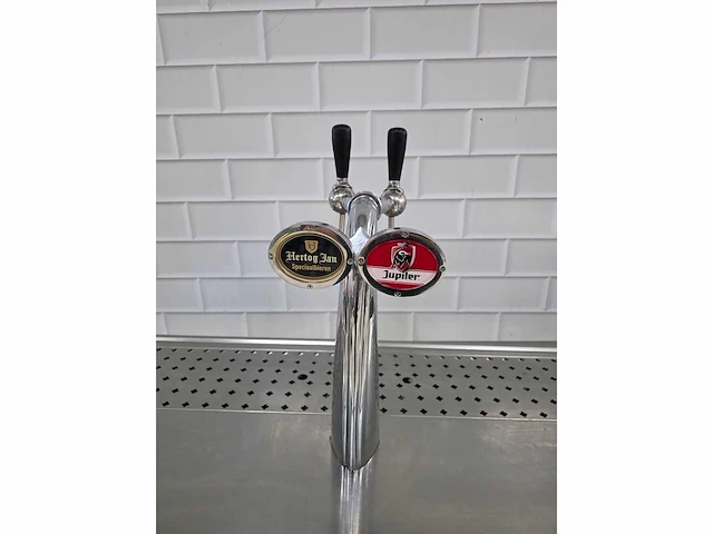 Rvs tapblad met 2 taps tapkranen en spoelbak - afbeelding 5 van  6