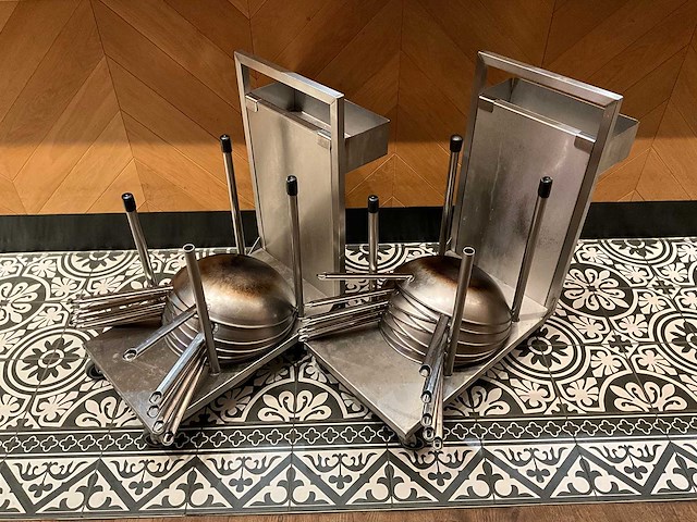 Rvs transportkar met 10x rvs wokpan (2x) - afbeelding 1 van  5