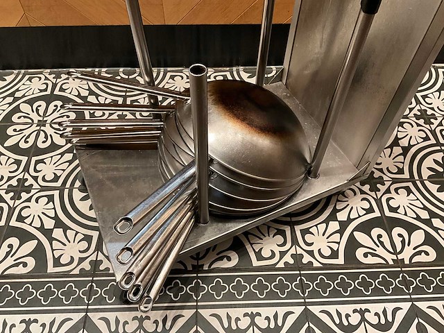 Rvs transportkar met 10x rvs wokpan (3x) - afbeelding 3 van  5