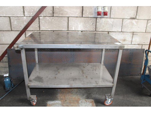 Rvs transportwagen met onderplateau. afmeting 123 x 73 x 95 cm. - afbeelding 1 van  2