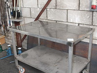 Rvs transportwagen met onderplateau. afmeting 123 x 73 x 95 cm. - afbeelding 2 van  2