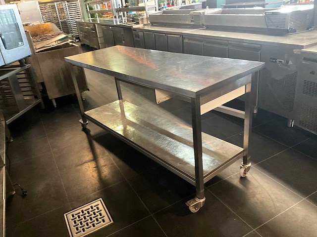 Rvs verrijdbare tafel - afbeelding 1 van  8