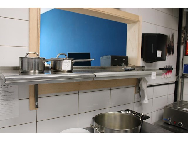 Rvs wandschap met bonnenklem, afm. 160 x 30 cm. - afbeelding 1 van  2