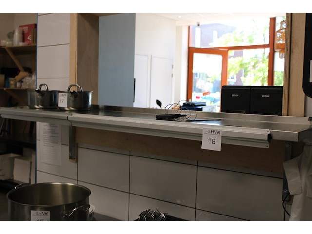 Rvs wandschap met bonnenklem, afm. 160 x 30 cm. - afbeelding 2 van  2