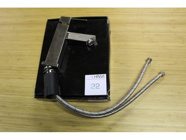 Rvs wastafelkraan calipso 210 vierkant. hoogte kraan 21 cm. - afbeelding 1 van  2