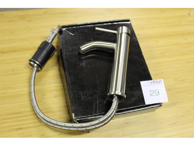 Rvs wastafelkraan clou 250 rond. hoogte kraan 25 cm. - afbeelding 1 van  2