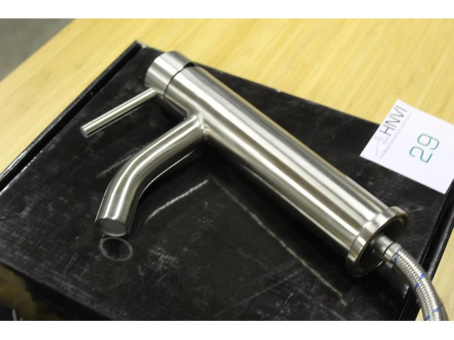 Rvs wastafelkraan clou 250 rond. hoogte kraan 25 cm. - afbeelding 2 van  2