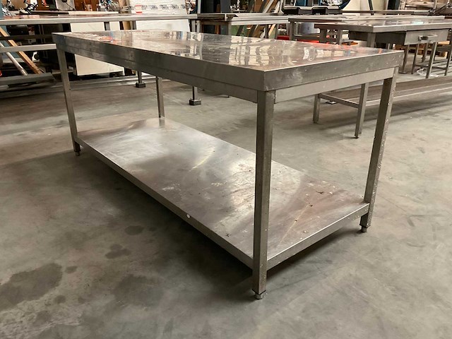 Rvs werk- / sorteertafel (2000x800x870mm) - afbeelding 3 van  4
