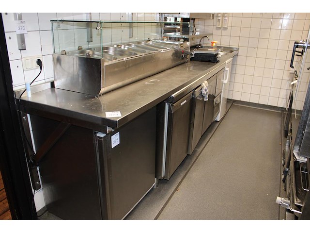 Rvs werkbank met wasbak afm. 360 x 74 cm. - afbeelding 1 van  3