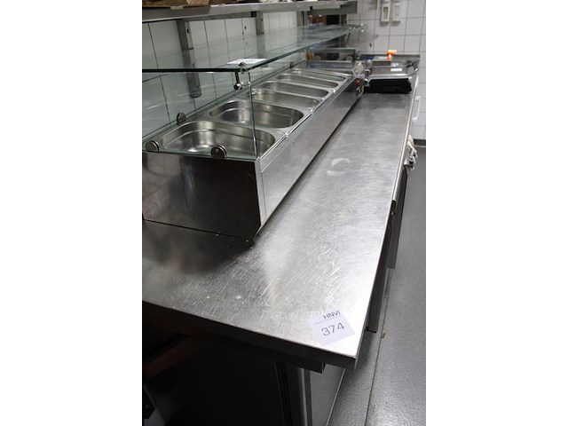 Rvs werkbank met wasbak afm. 360 x 74 cm. - afbeelding 2 van  3